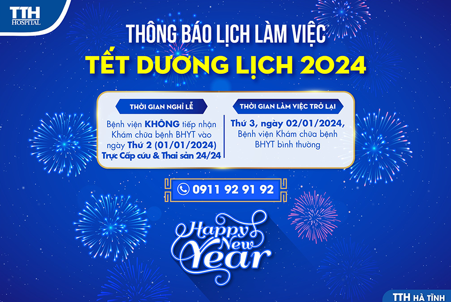 THÔNG BÁO LỊCH LÀM VIỆC TẾT DƯƠNG LỊCH 2024