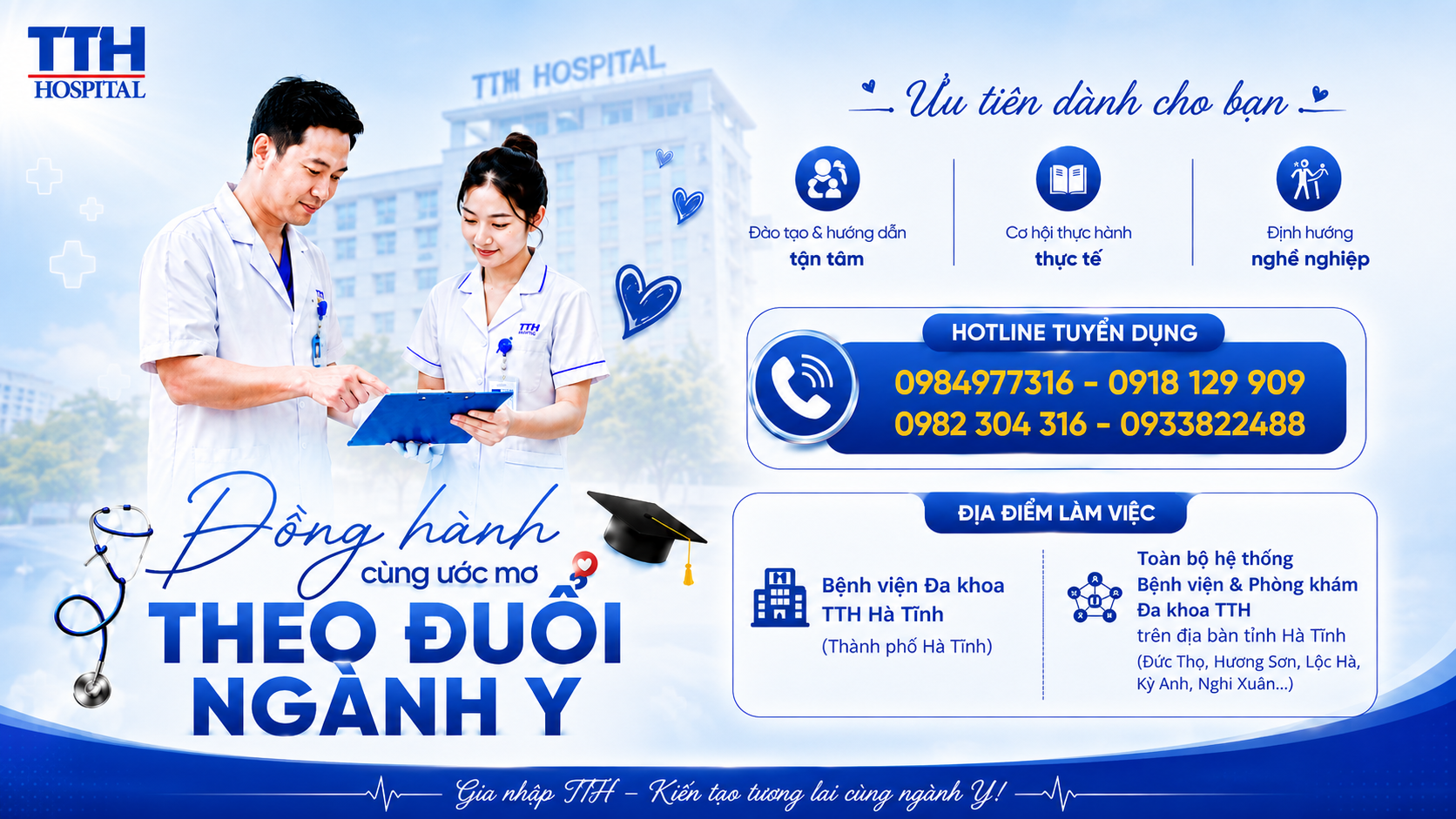 HỌC NGHỀ Y KHÔNG LO HỌC PHÍ – RA TRƯỜNG CÓ NGAY VIỆC LÀM TẠI TTH GROUP!