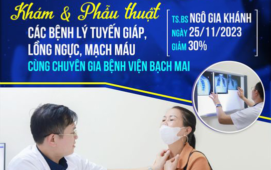 ĐĂNG KÝ NGAY!!! KHÁM VÀ PHẪU THUẬT CÁC BỆNH LÝ TUYẾN GIÁP, LỒNG NGỰC, MẠCH MÁU CÙNG CHUYÊN GIA BỆNH VIỆN BẠCH MAI