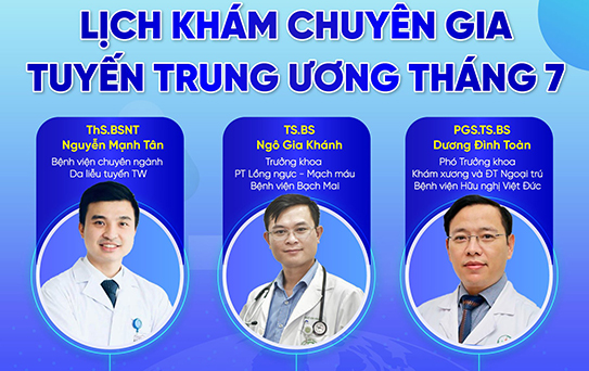 ĐỪNG BỎ LỠ LỊCH KHÁM CHUYÊN GIA THÁNG 7 TẠI BVĐK TTH HÀ TĨNH