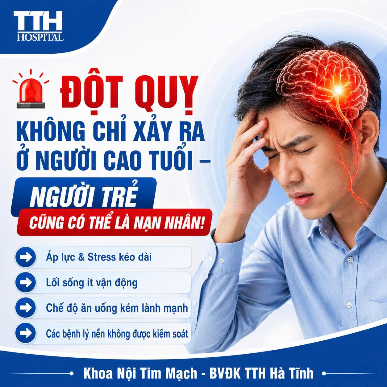 🚨 ĐỘT QUỴ KHÔNG CHỈ XẢY RA Ở NGƯỜI CAO TUỔI – NGƯỜI TRẺ CŨNG CÓ THỂ LÀ NẠN NHÂN!