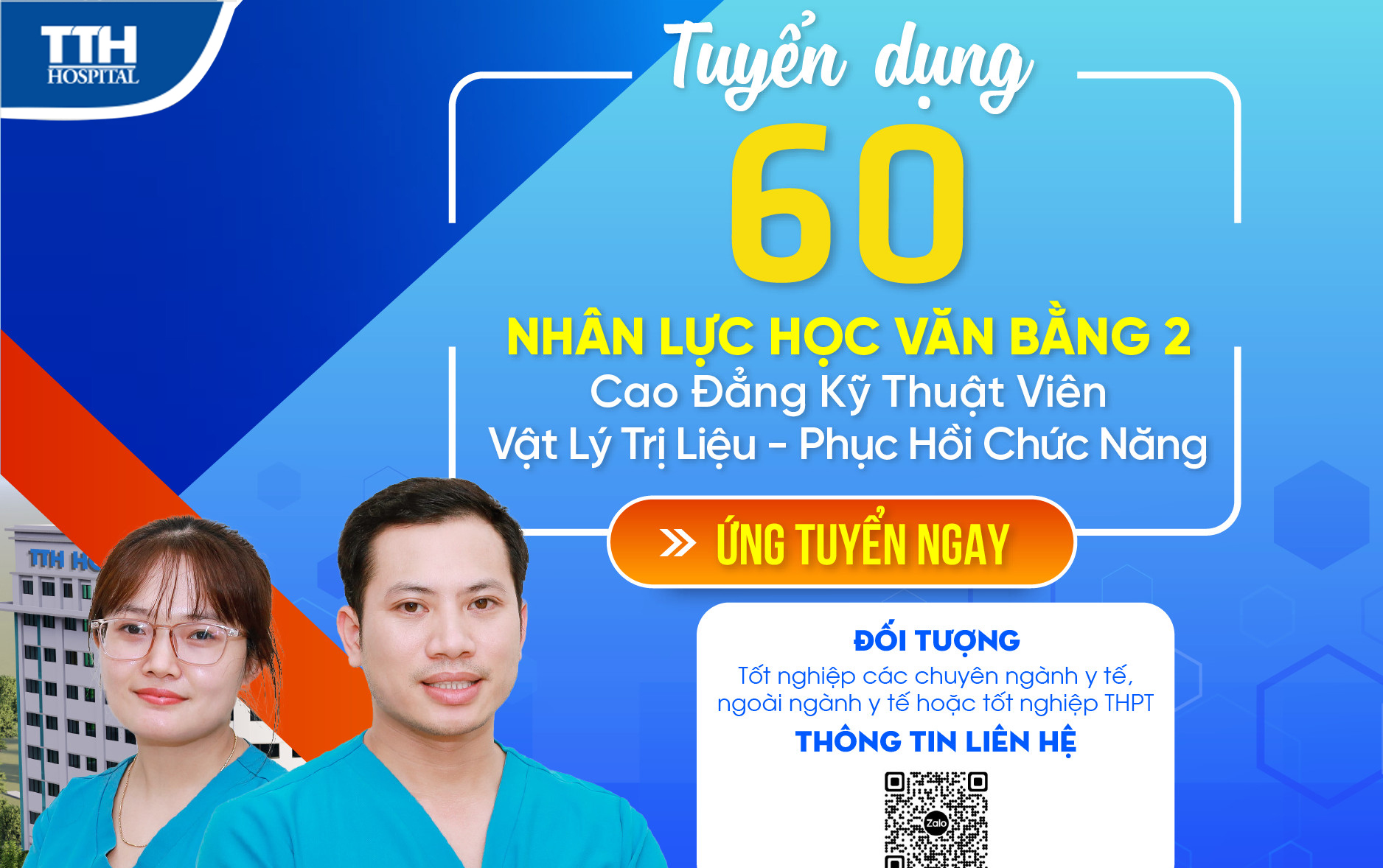 thông báo chính sách thu hút Nhân lực học Văn bằng 2 Cao đẳng Kỹ thuật viên Vật lý trị liệu - Phục hồi chức năng